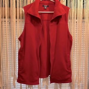 Chaps red fleece full zip vest.